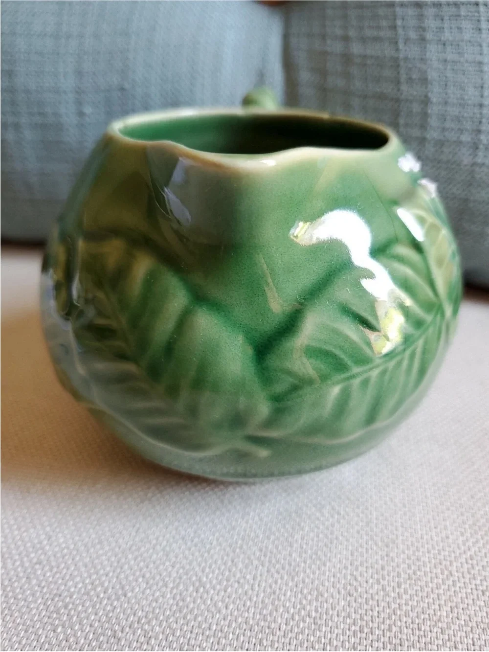 NWT Bordallo Pinheiro Leaf Service Green Creamer Leaves Basketweave Discontinued